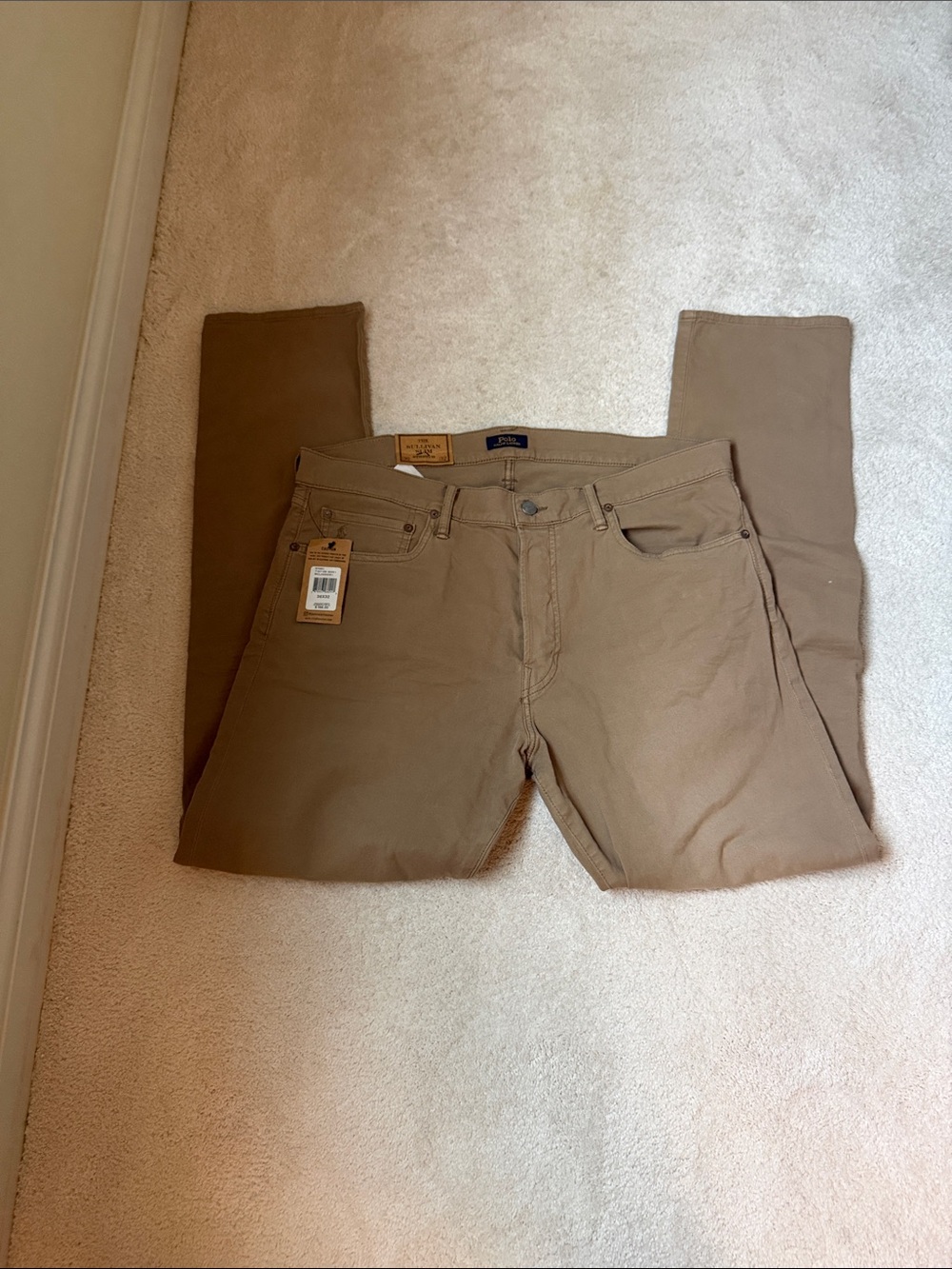 Polo by Ralph Lauren Slim Straight Jeans in Khaki Brown 36x32
